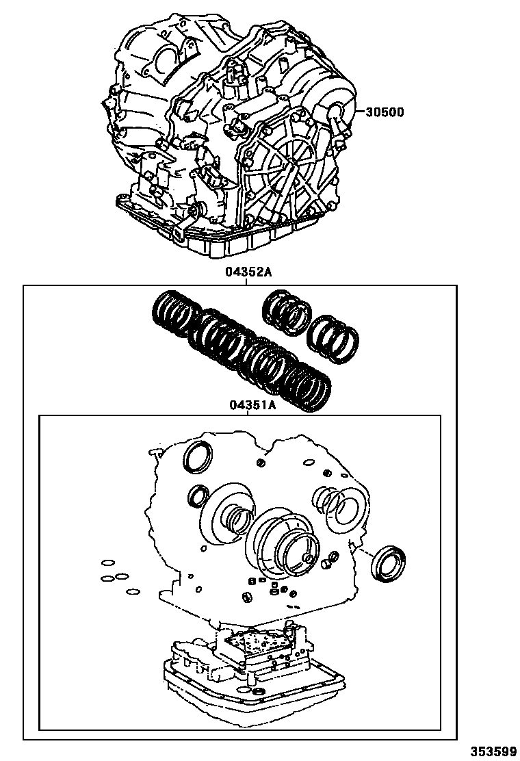Toyota COROLLA 传动桥或变速器总成和衬垫组件(ATM) EPC diagram — 353599