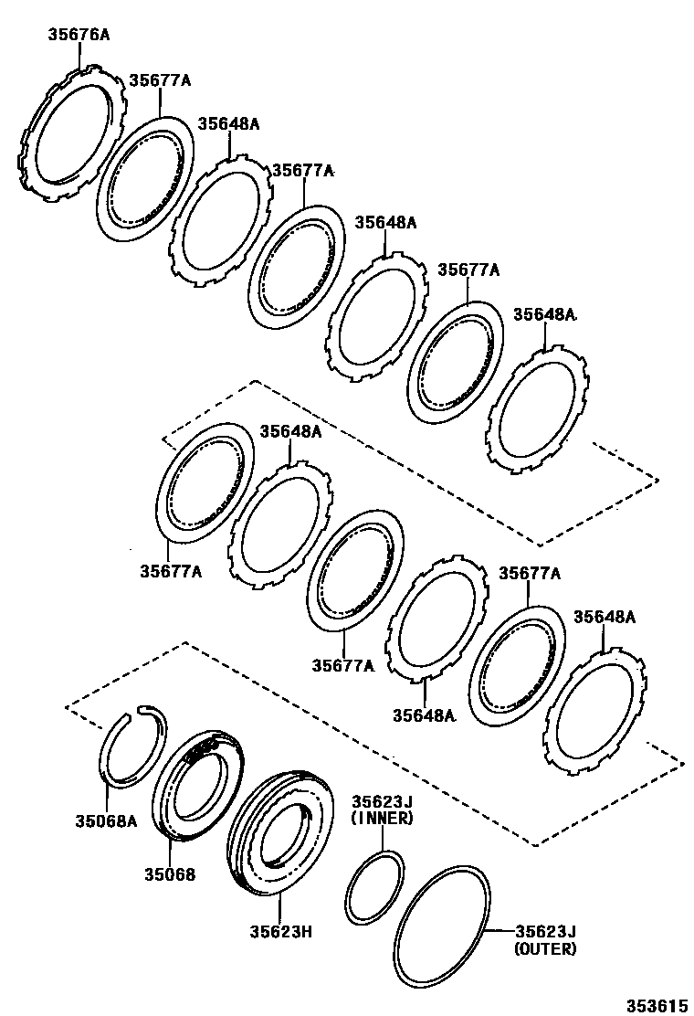 Toyota COROLLA 3号制动器、一档和倒档制动器(ATM) EPC diagram — 353615