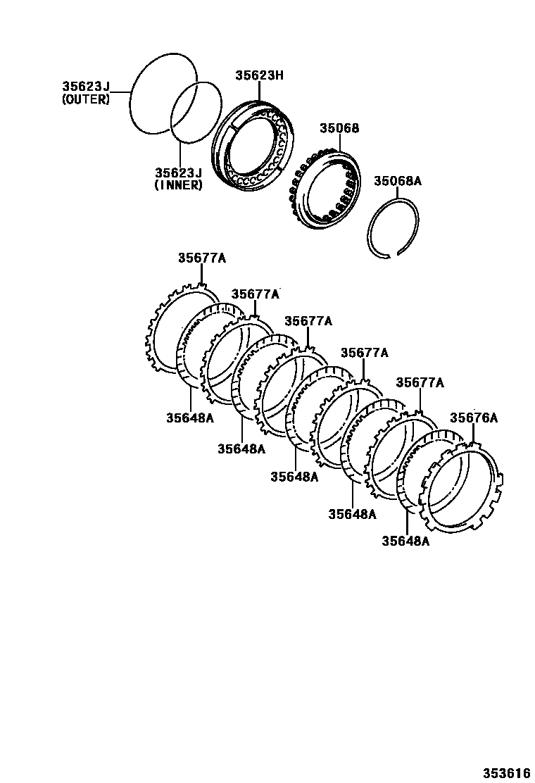 Toyota COROLLA 3号制动器、一档和倒档制动器(ATM) EPC diagram — 353616