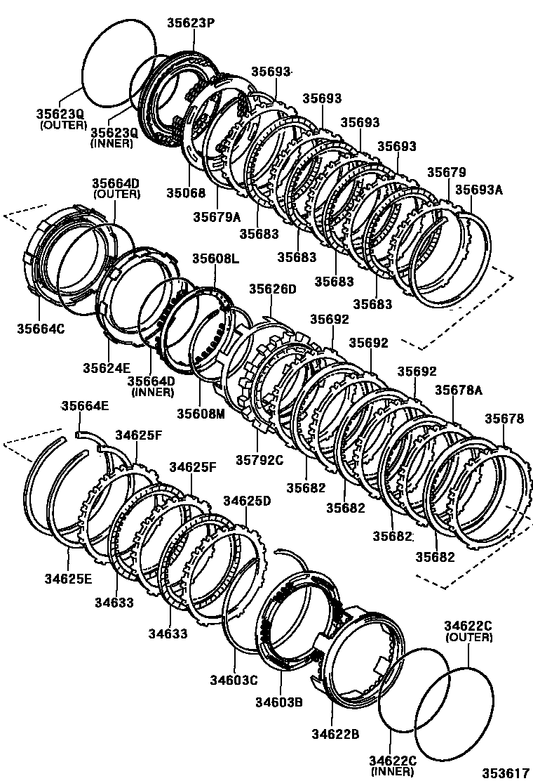 Toyota COROLLA 3号制动器、一档和倒档制动器(ATM) EPC diagram — 353617