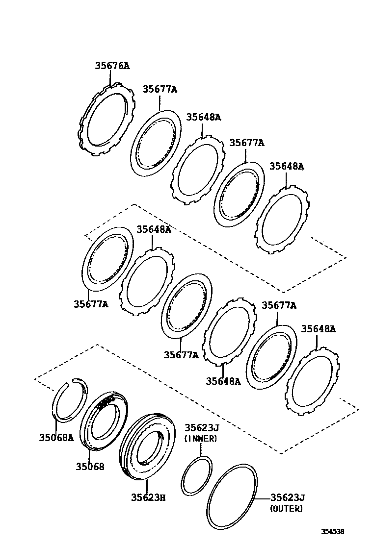 Toyota COROLLA 3号制动器、一档和倒档制动器(ATM) EPC diagram — 354538