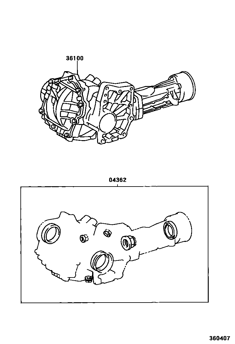 Toyota COROLLA Transfer Assembly & Gasket Kit EPC diagram — 360407
