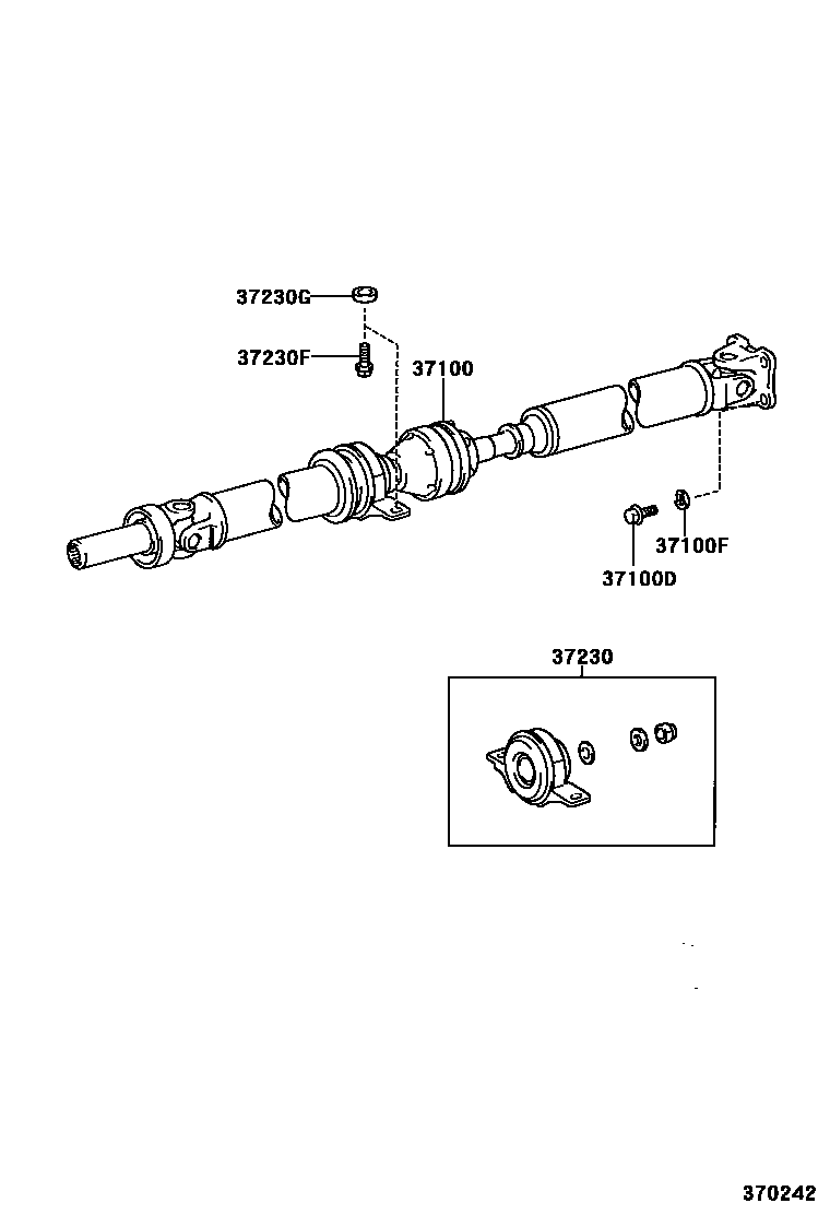 Toyota COROLLA Propeller Shaft & Universal Joint EPC diagram — 370242