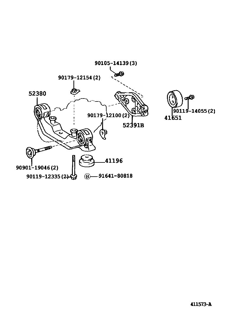 Toyota COROLLA 后桥壳和差速器 EPC diagram — 411573A