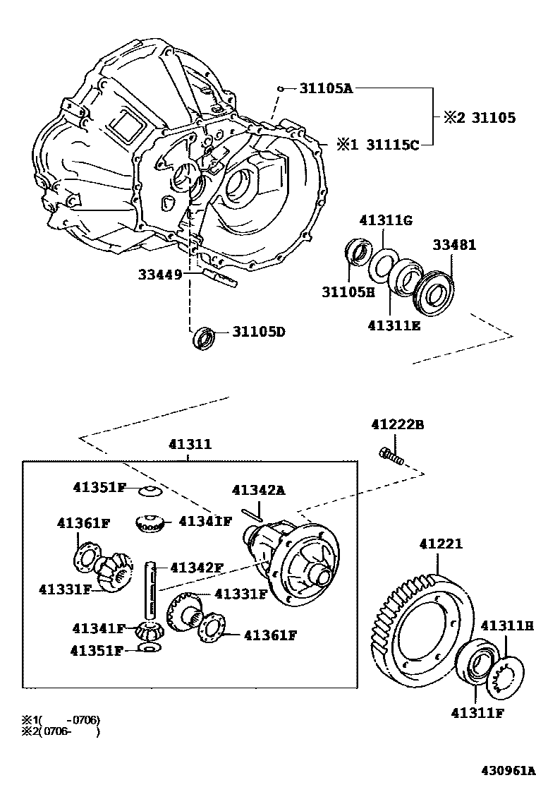 Toyota COROLLA 前桥壳和差速器 EPC diagram — 430961A