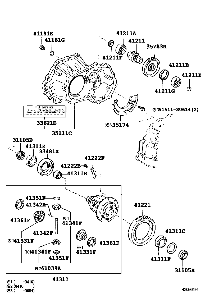 Toyota COROLLA 前桥壳和差速器 EPC diagram — 430964H