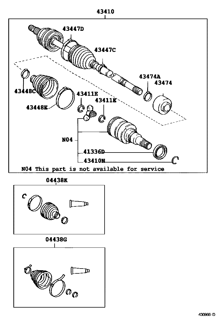 Toyota COROLLA Front Drive Shaft EPC diagram — 430966D