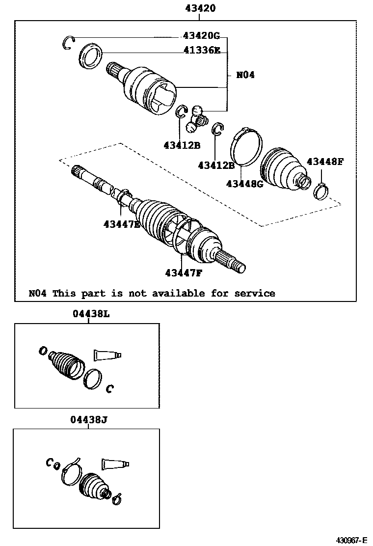 Toyota COROLLA Front Drive Shaft EPC diagram — 430967E