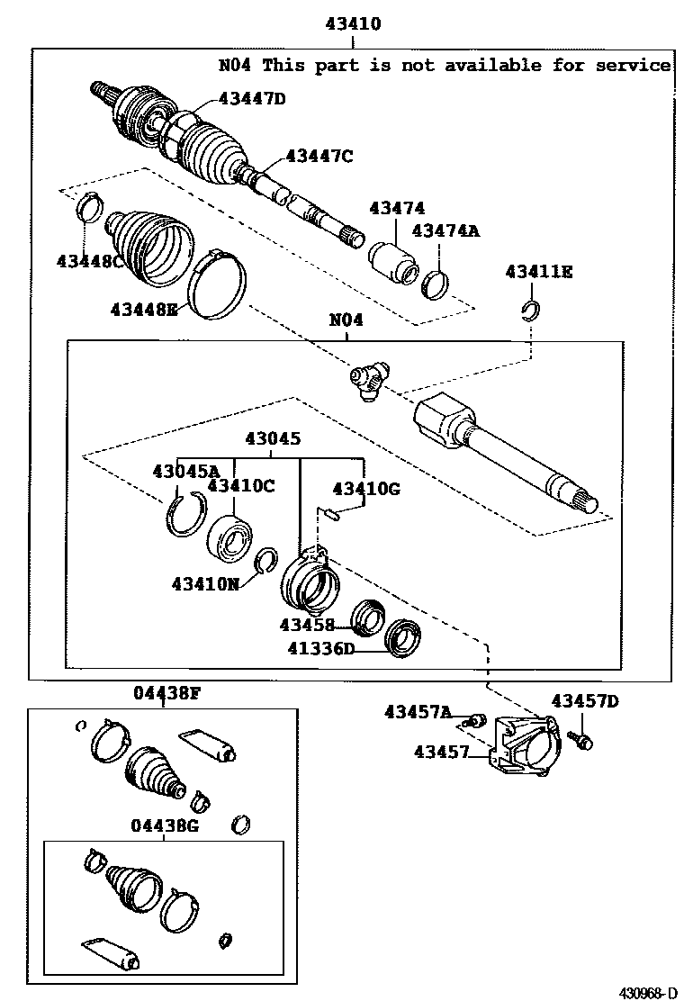 Toyota COROLLA Front Drive Shaft EPC diagram — 430968E