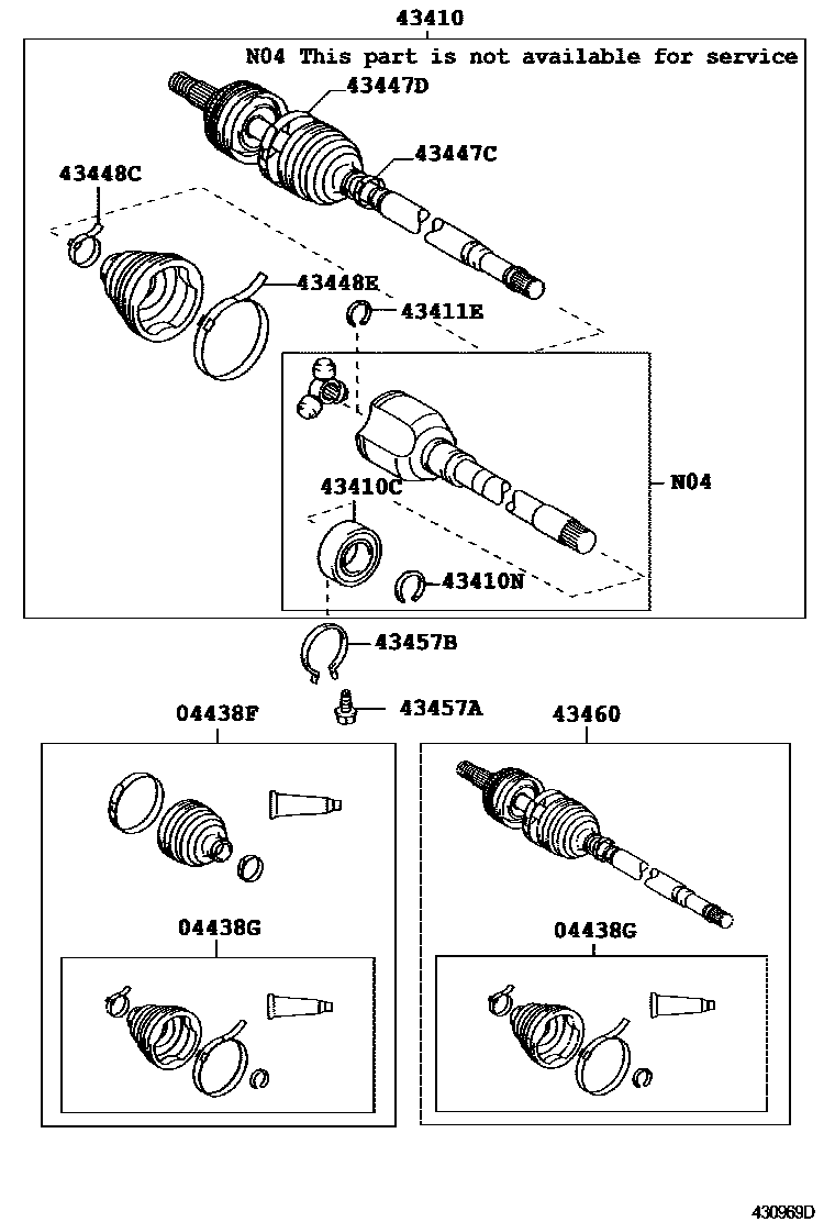 Toyota COROLLA Front Drive Shaft EPC diagram — 430969D