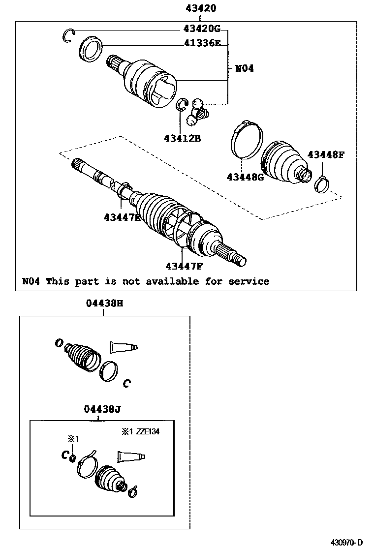 Toyota COROLLA Front Drive Shaft EPC diagram — 430970E