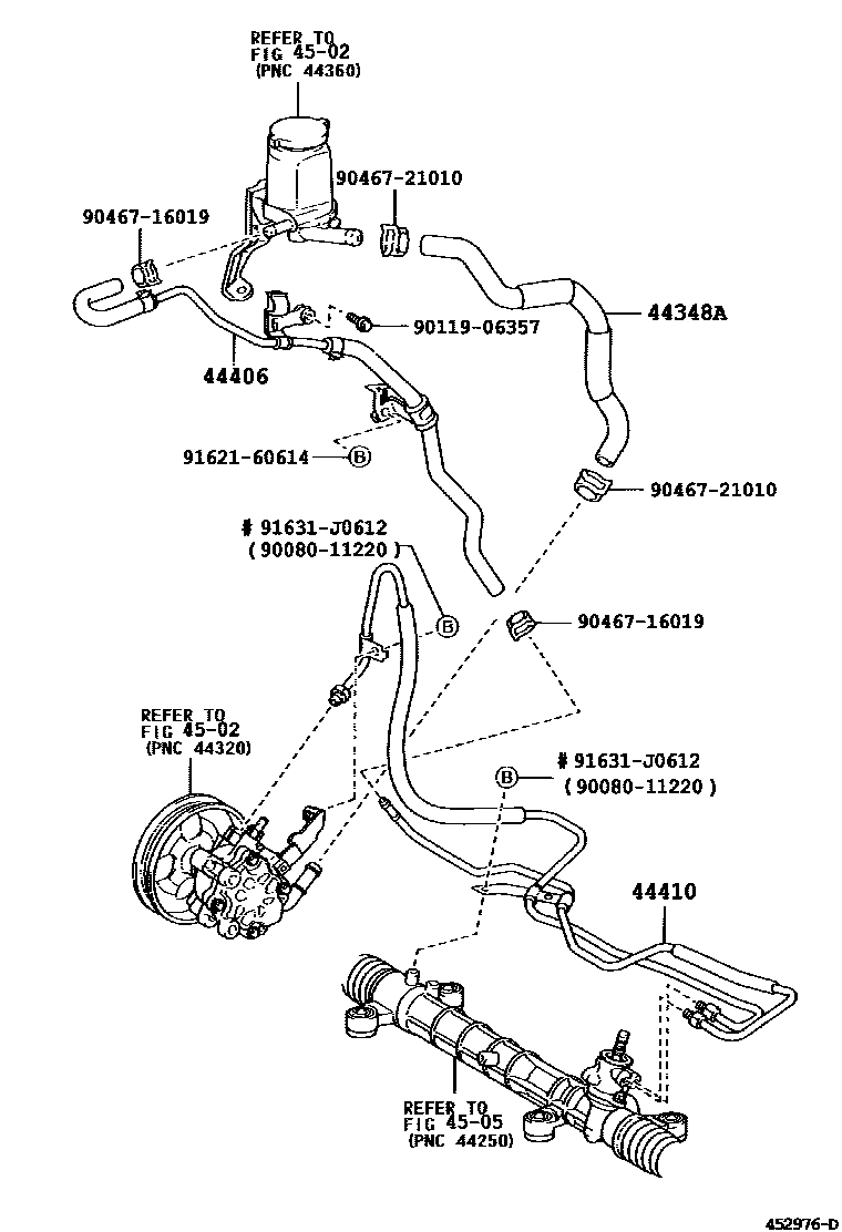 Toyota COROLLA 动力转向配管 EPC diagram — 452976D