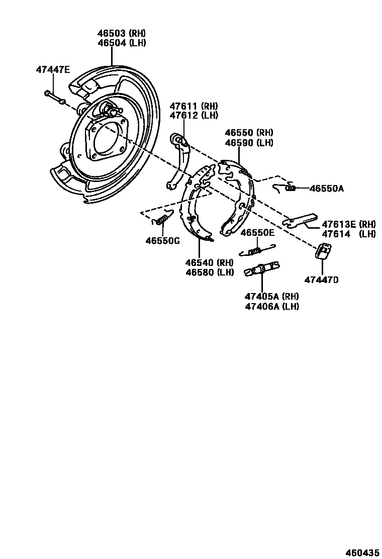 Toyota COROLLA Parking Brake & Cable EPC diagram — 460435