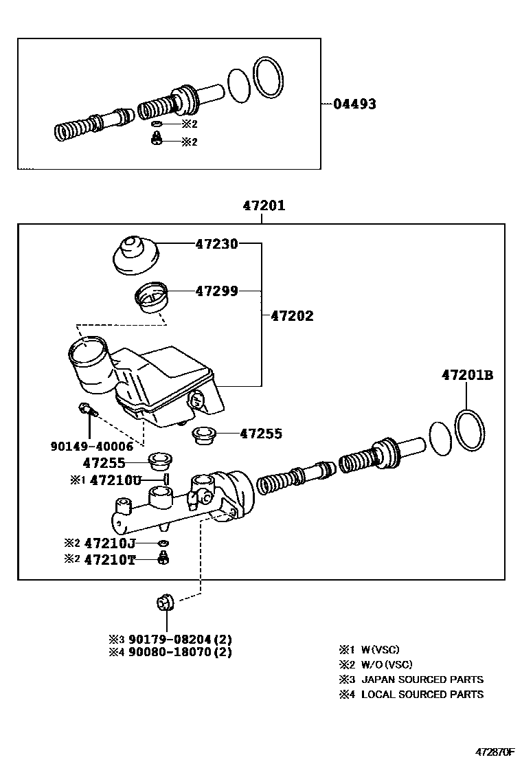 Toyota COROLLA 制动总泵 EPC diagram — 472870F