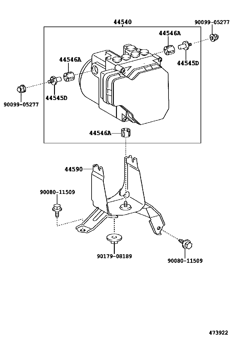 Toyota COROLLA 制动配管和卡箍 EPC diagram — 473922
