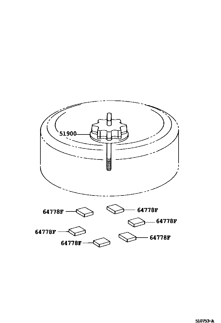 Toyota COROLLA Spare tire rack EPC diagram — 510753A