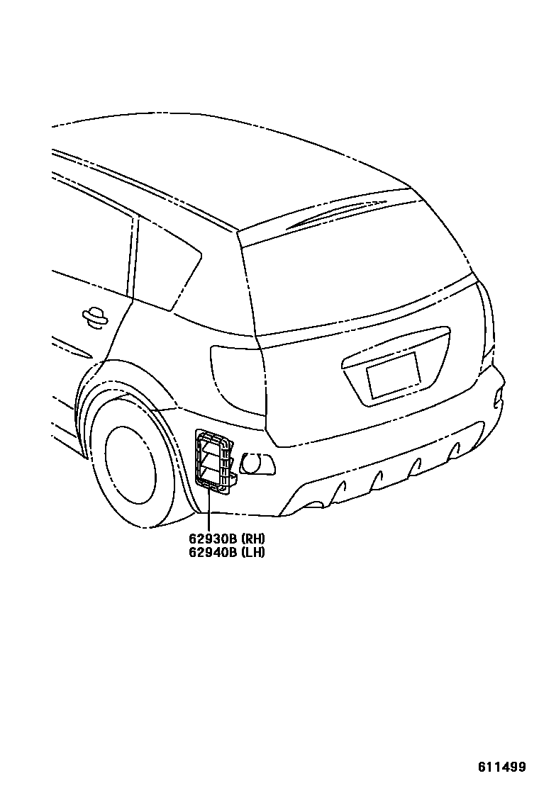 Toyota COROLLA 车侧通风装置 EPC diagram — 611499