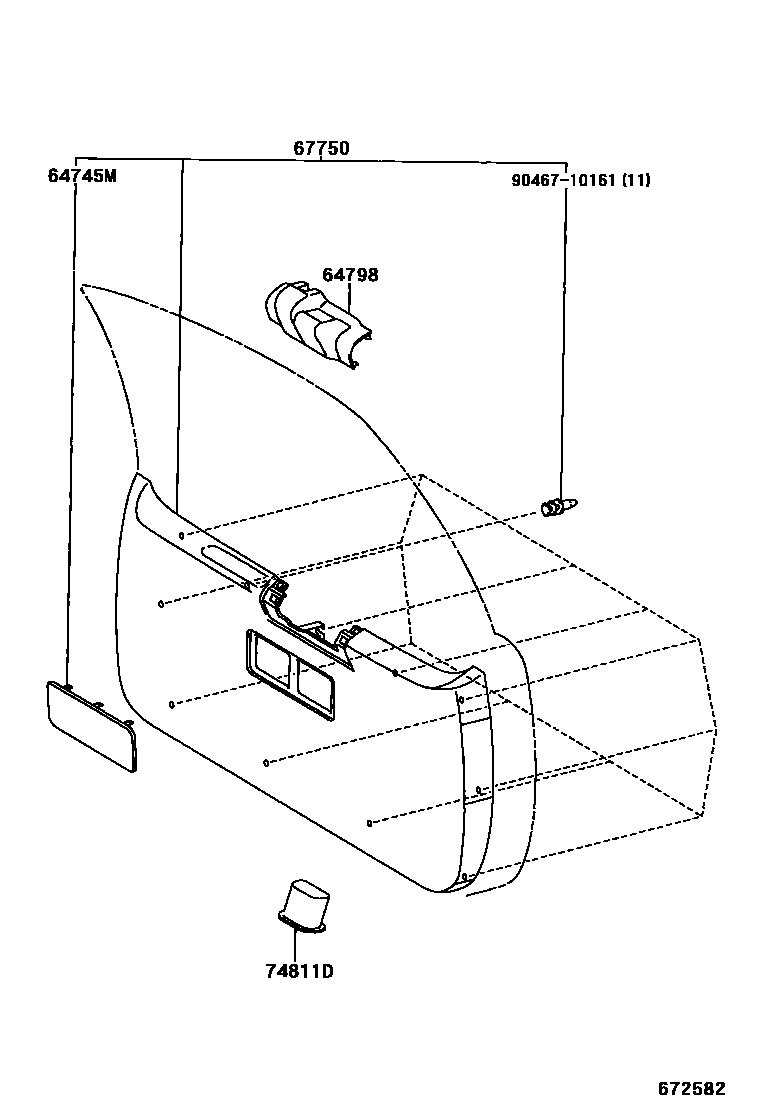 Toyota COROLLA 背门板和背门玻璃 EPC diagram — 672582