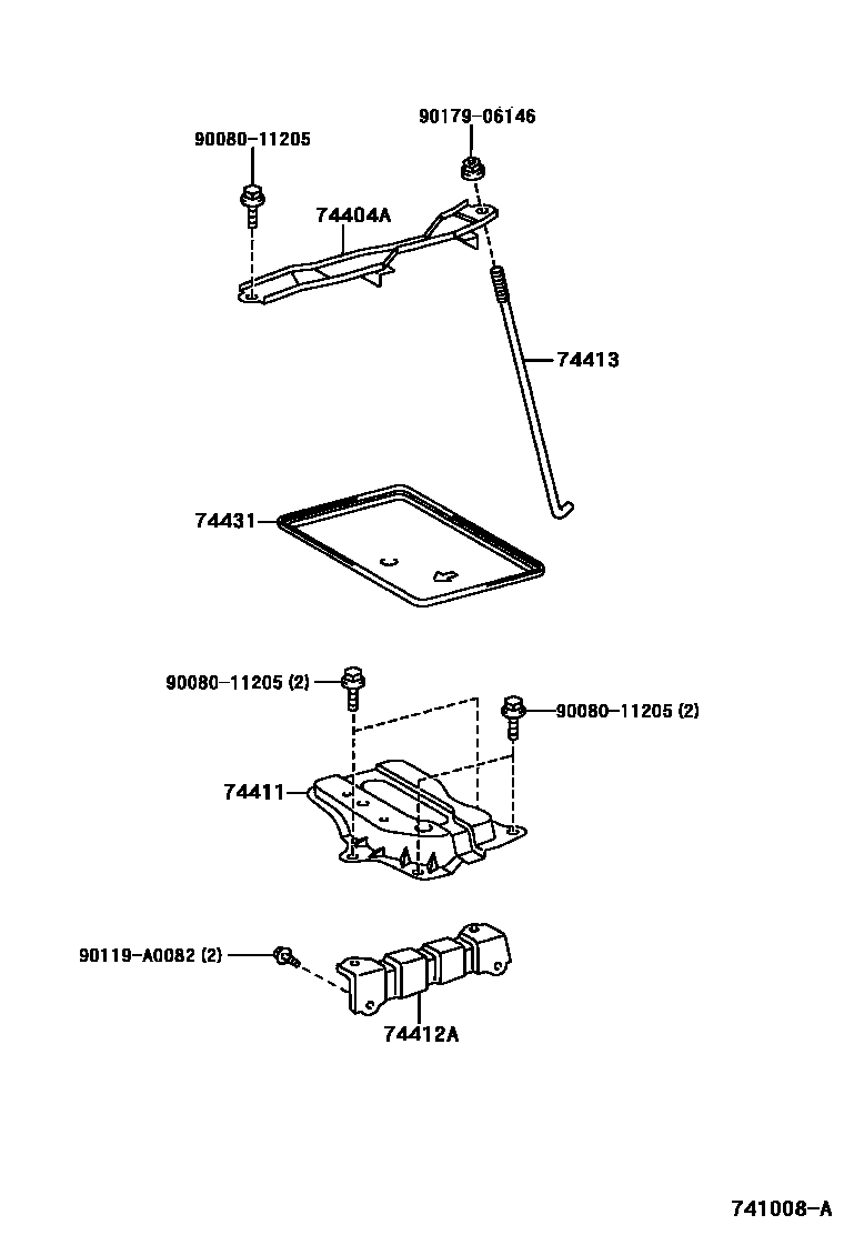 Toyota COROLLA battery holder EPC diagram — 741008A