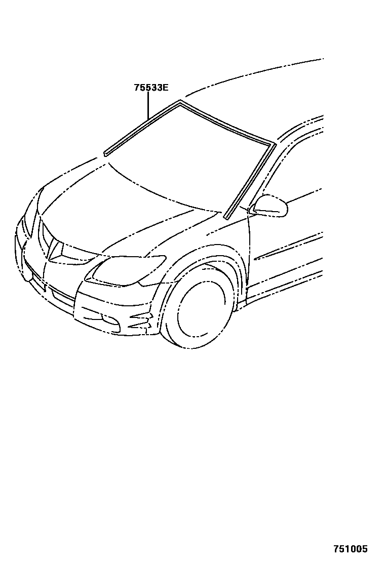 Toyota COROLLA 前防护条 EPC diagram — 751005