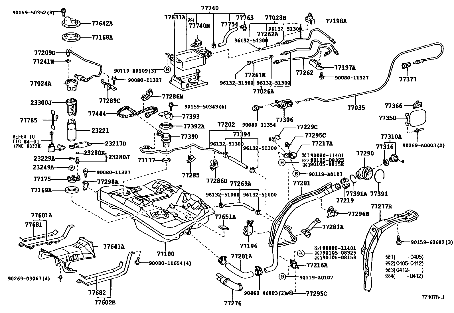Toyota COROLLA 燃油箱和燃油管 EPC diagram — 771078J