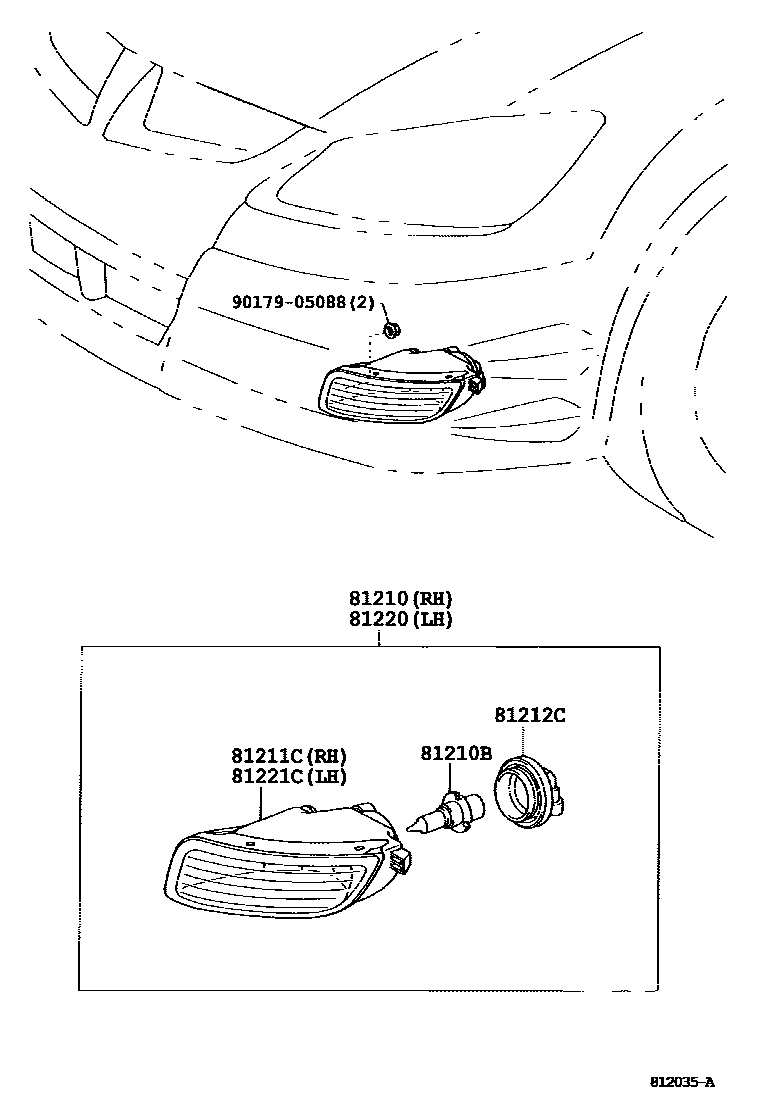 Toyota COROLLA Fog Lamp EPC diagram — 812035A