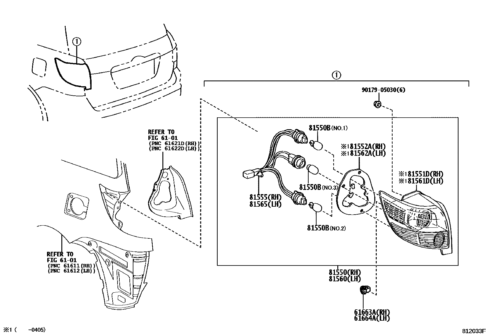 Toyota COROLLA 后组合灯 EPC diagram — 812033F