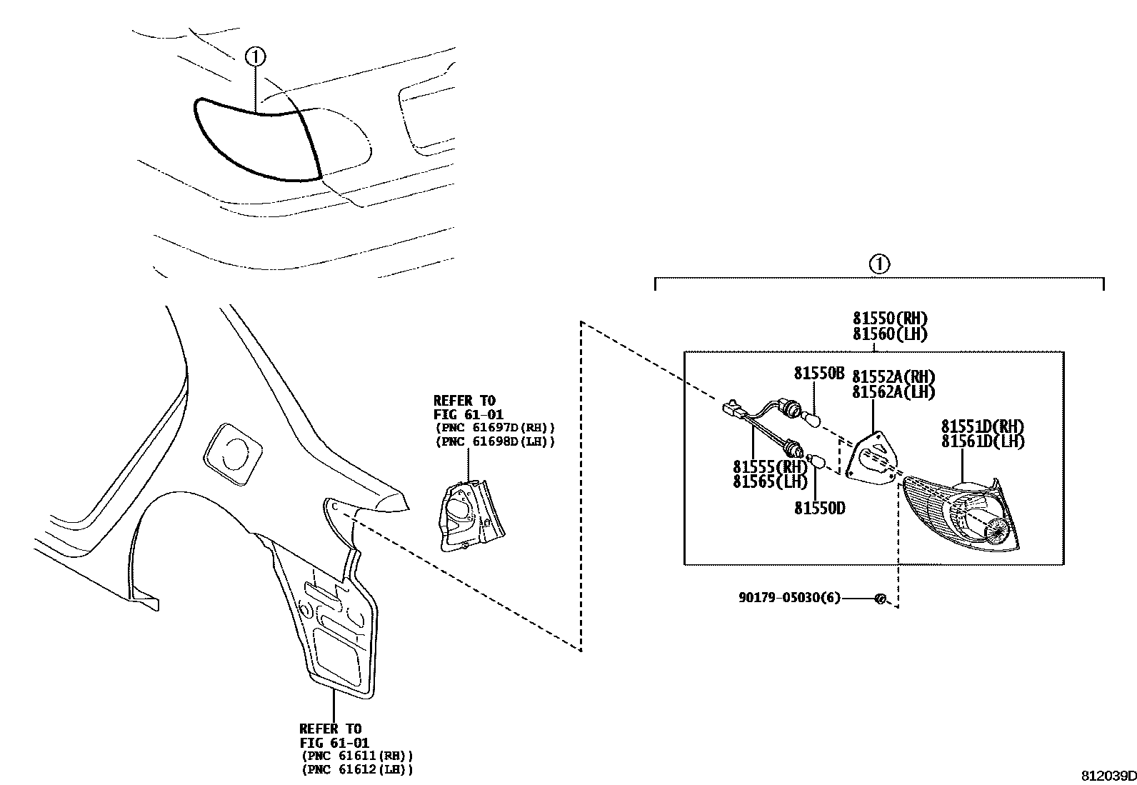 Toyota COROLLA 后组合灯 EPC diagram — 812039D