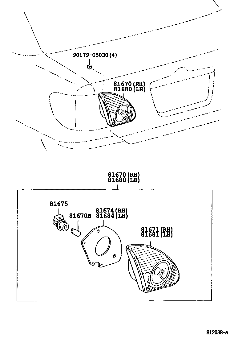 Toyota COROLLA 倒车灯 EPC diagram — 812038A