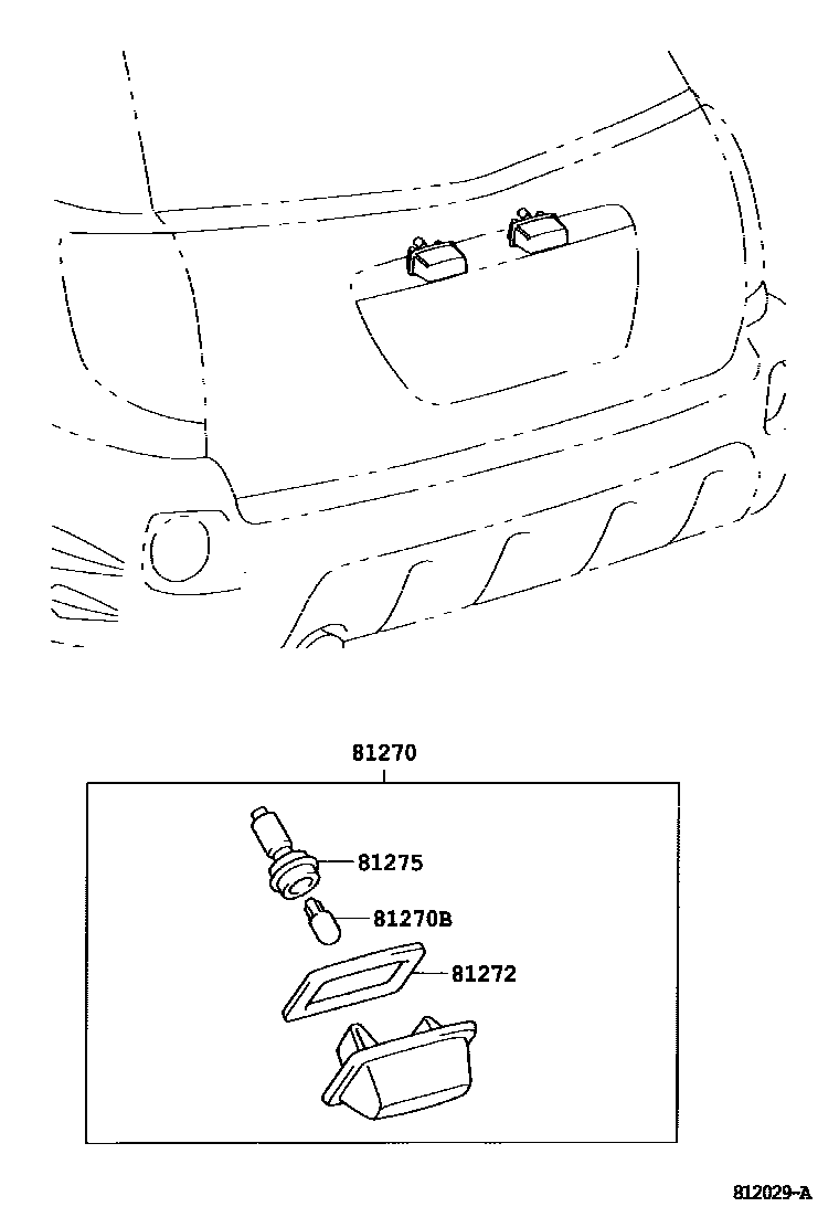 Toyota COROLLA 后牌照灯 EPC diagram — 812029A
