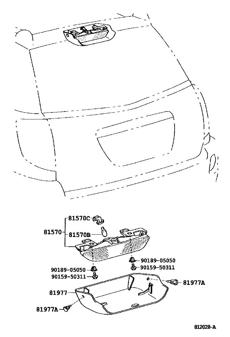 Toyota COROLLA 高位刹车灯 EPC diagram — 812028A