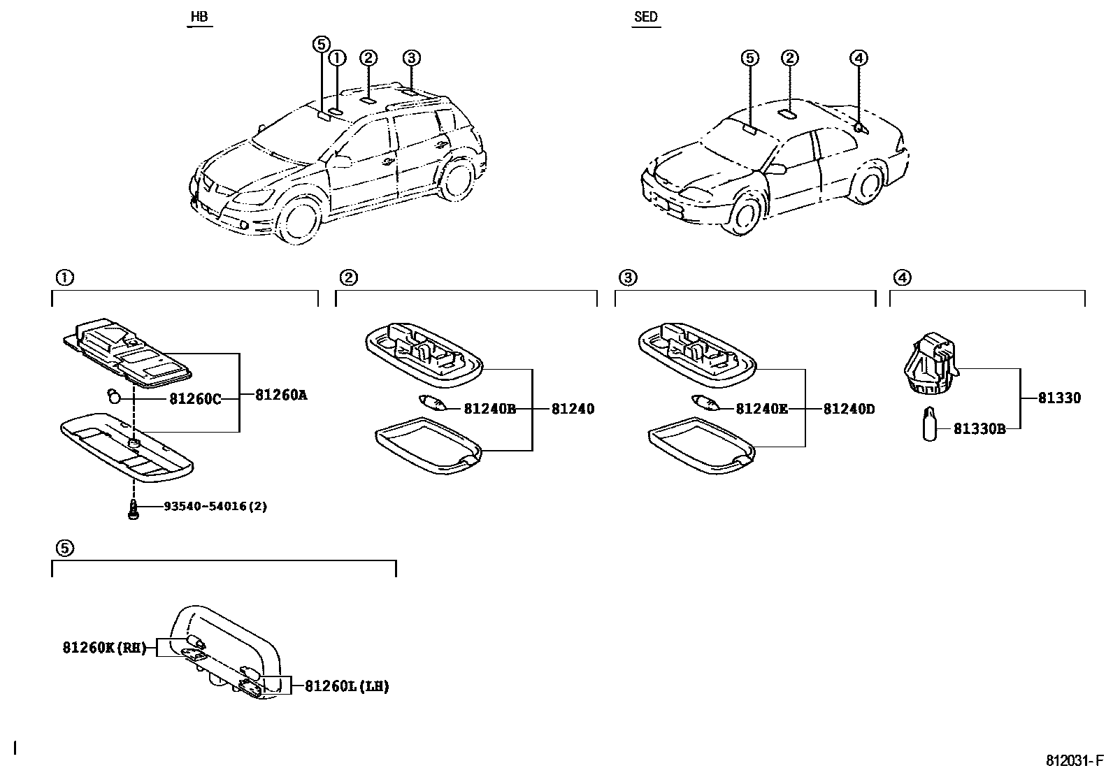 Toyota COROLLA 车内灯 EPC diagram — 812031H