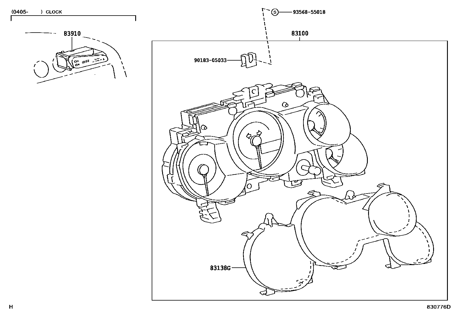Toyota COROLLA 仪表 EPC diagram — 830776D