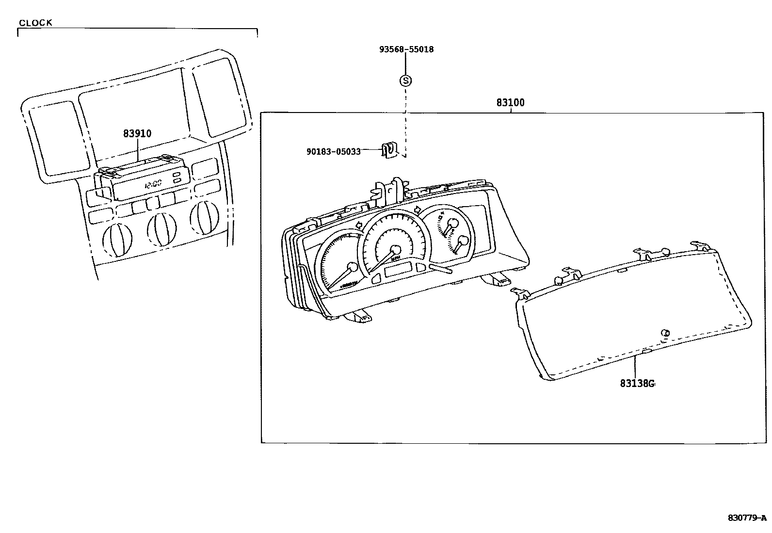 Toyota COROLLA 仪表 EPC diagram — 830779B