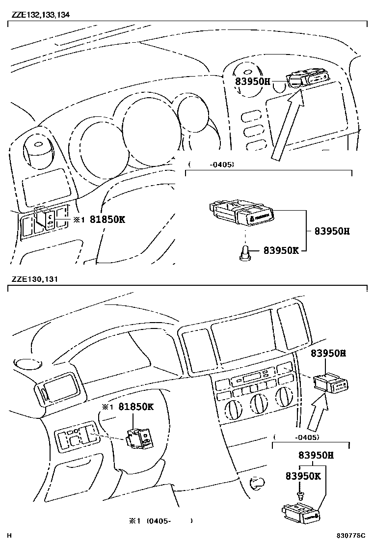 Toyota COROLLA indicator light EPC diagram — 830778C