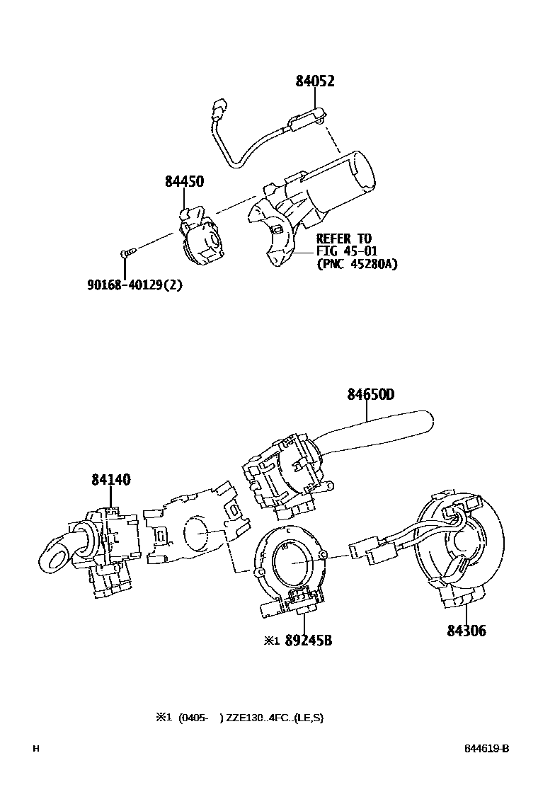 Toyota COROLLA 开关和继电器和ECU EPC diagram — 844619B