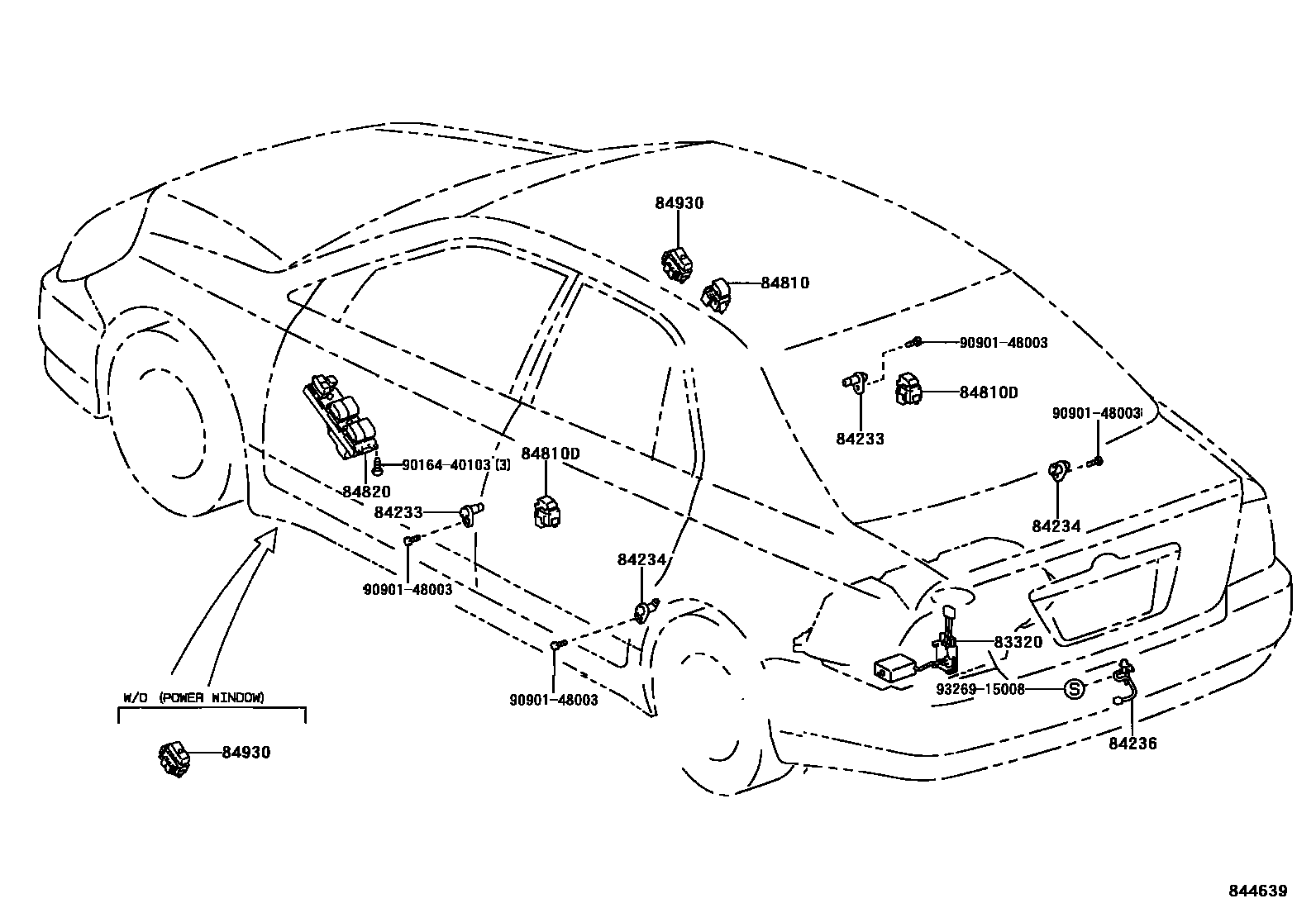 Toyota COROLLA 开关和继电器和ECU EPC diagram — 844639
