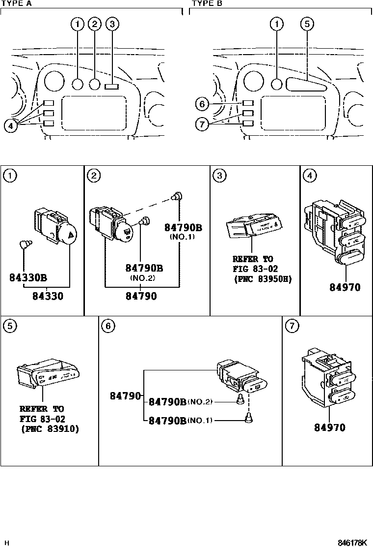 Toyota COROLLA 开关和继电器和ECU EPC diagram — 846178K