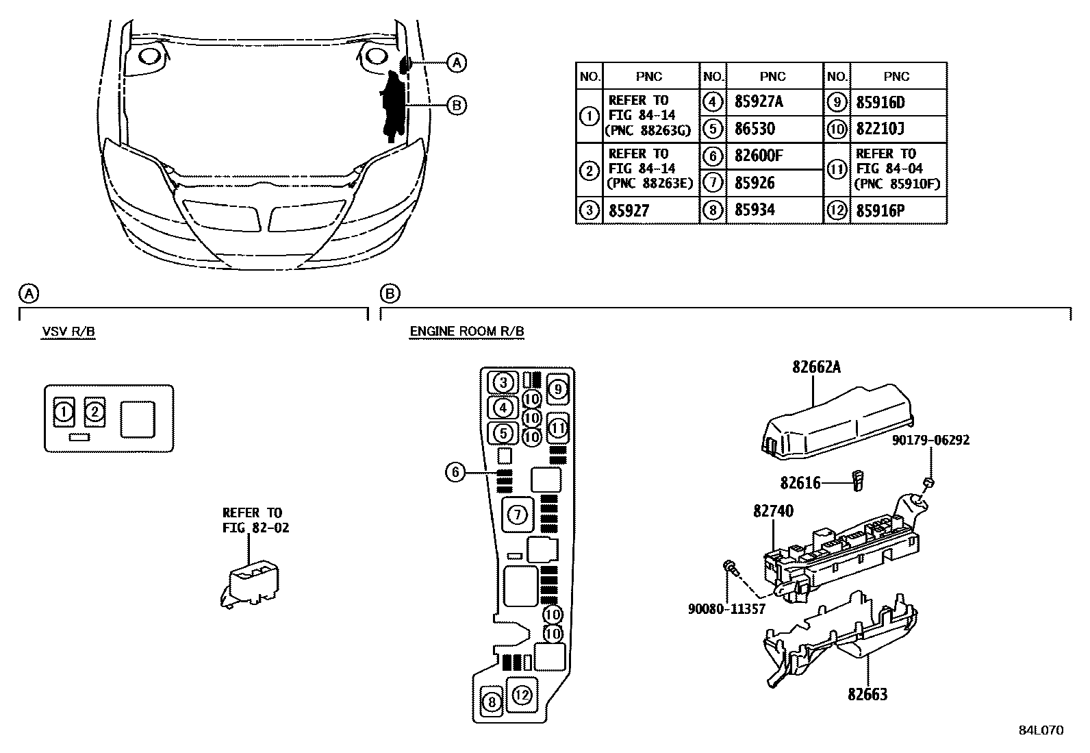 Toyota COROLLA 开关和继电器和ECU EPC diagram — 84L070