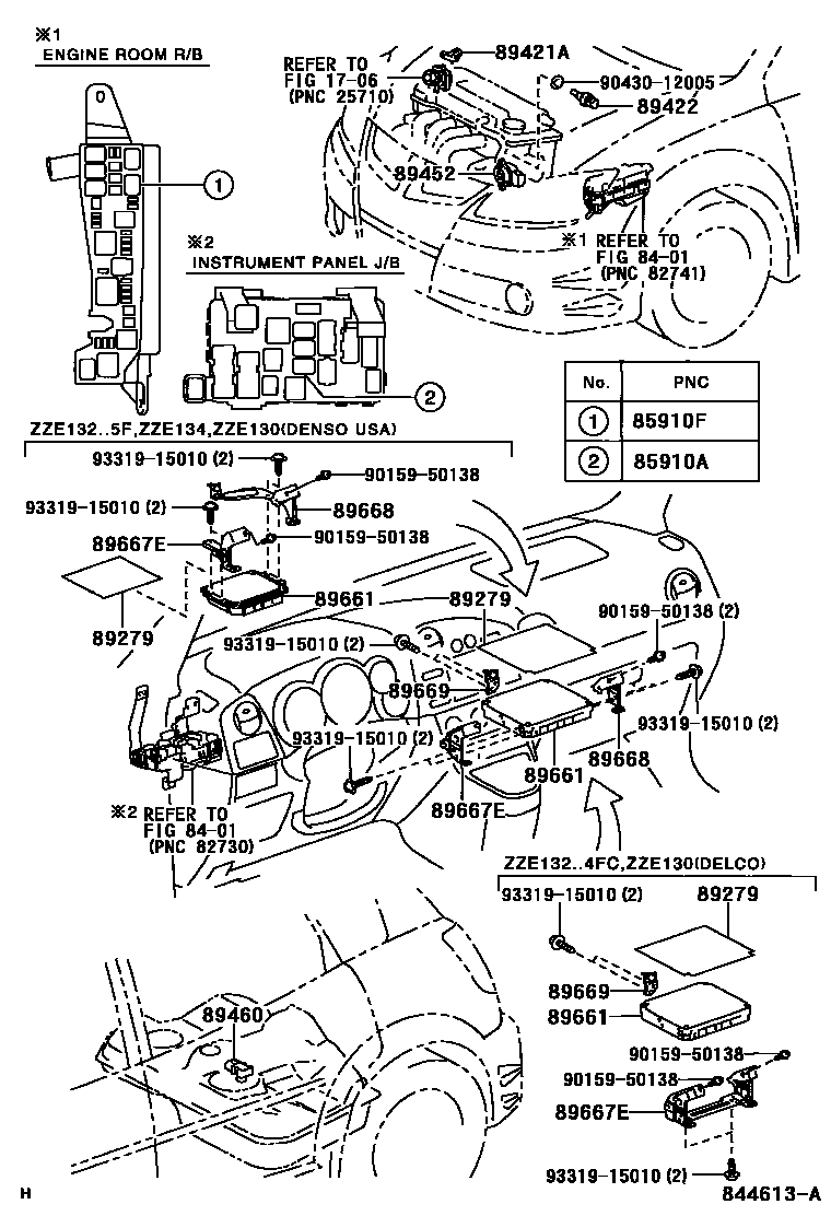 Toyota COROLLA 电子燃油喷射系统 EPC diagram — 844613A