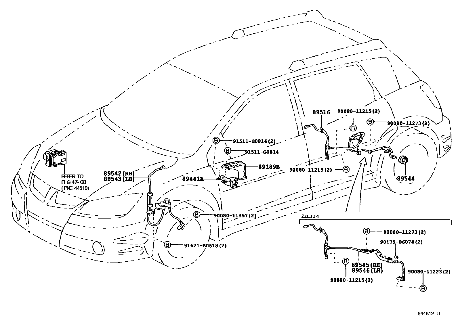 Toyota COROLLA ABS 和 VSC EPC diagram — 844612D