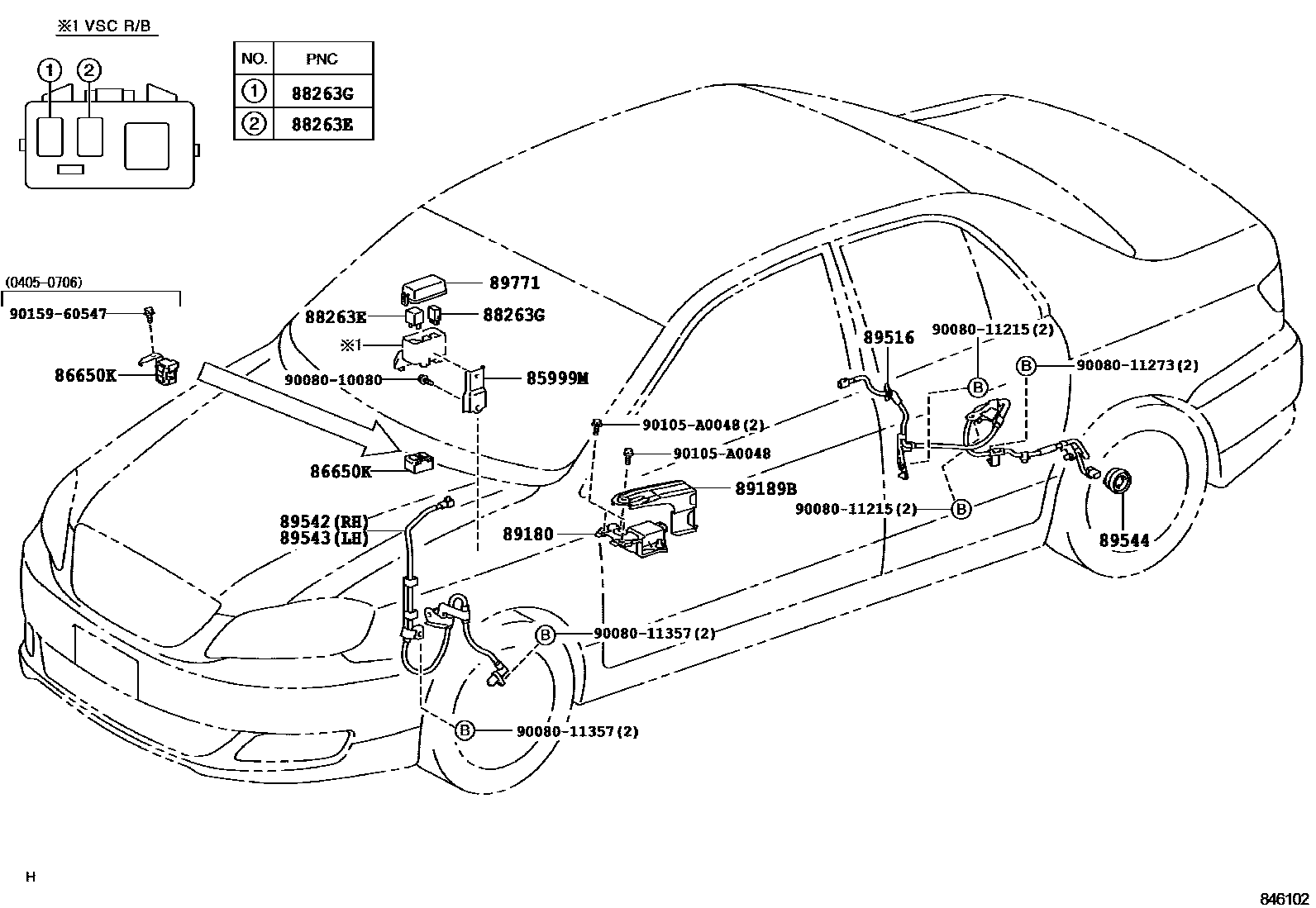 Toyota COROLLA ABS 和 VSC EPC diagram — 846102D