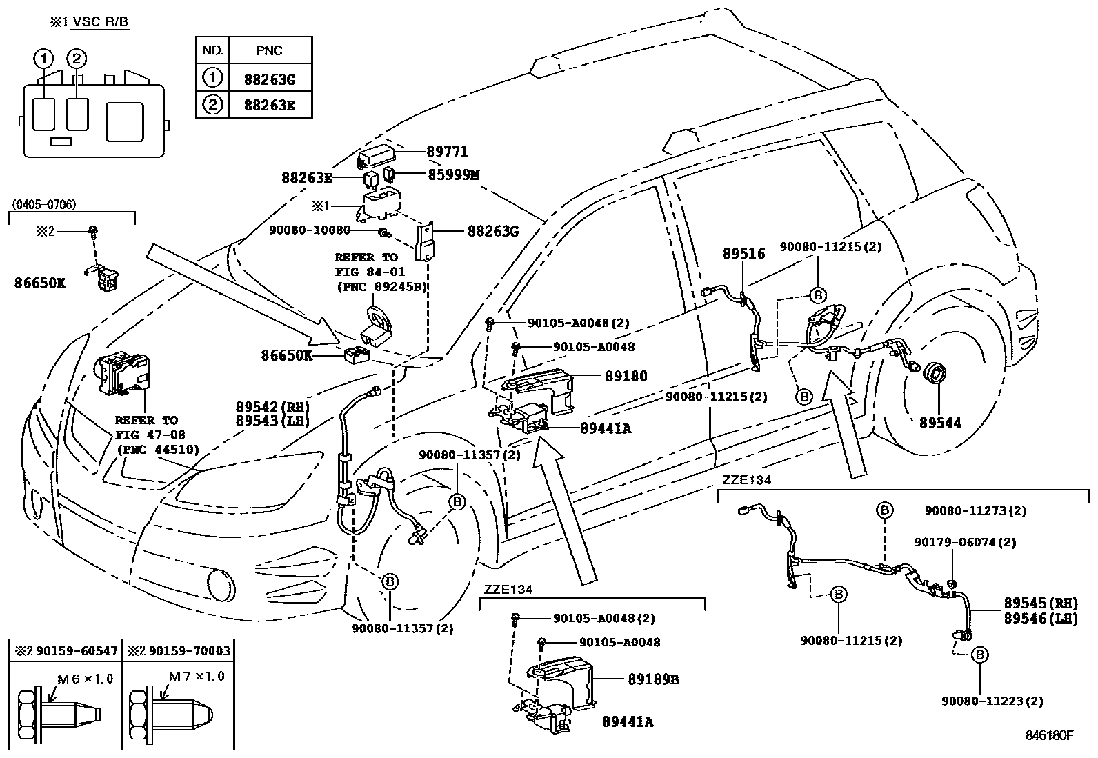Toyota COROLLA ABS 和 VSC EPC diagram — 846180F