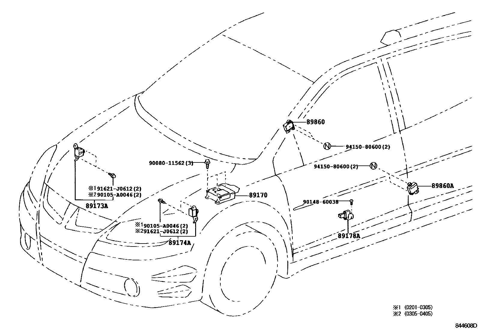Toyota COROLLA 空气囊 EPC diagram — 844608D