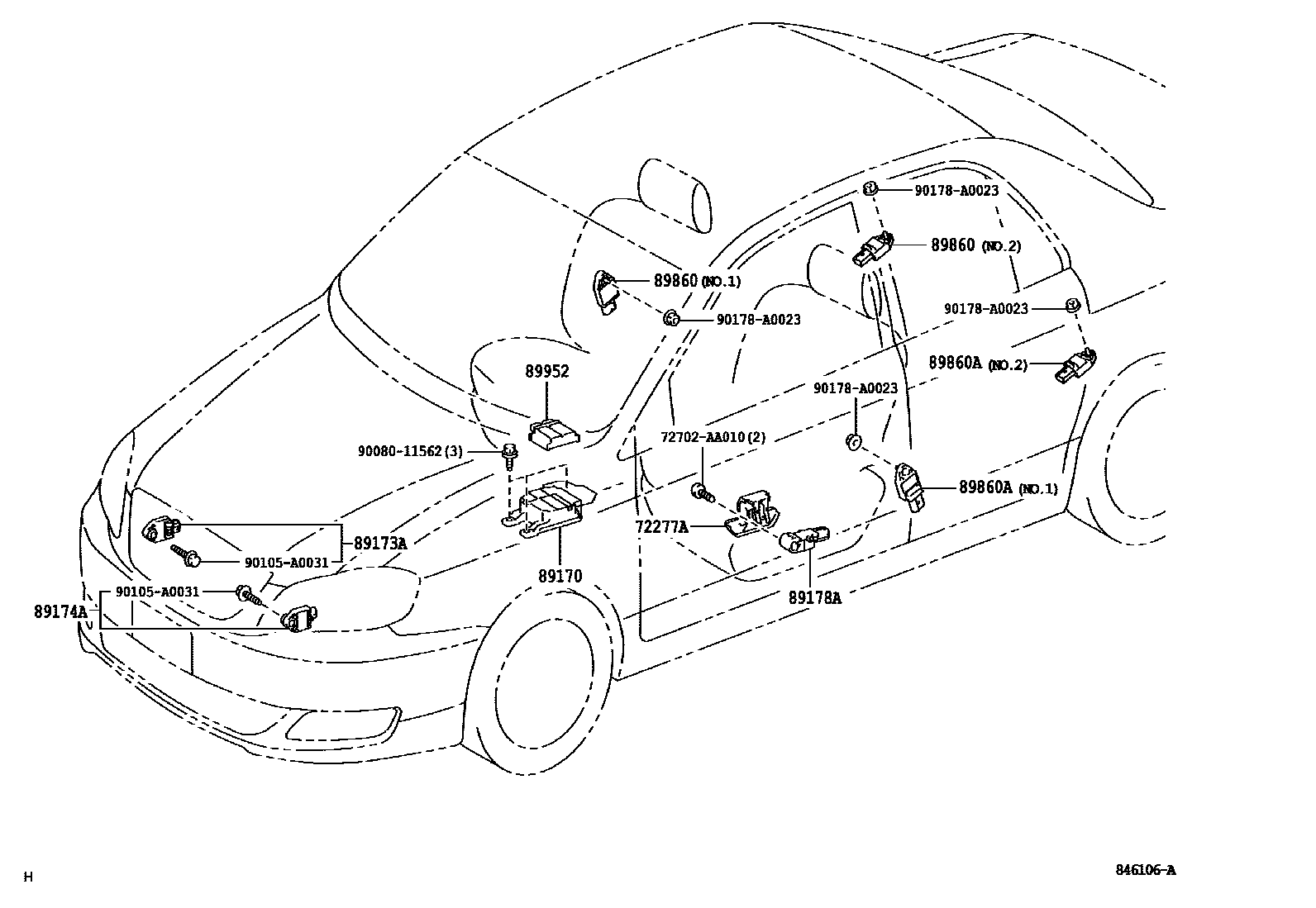 Toyota COROLLA 空气囊 EPC diagram — 846106A