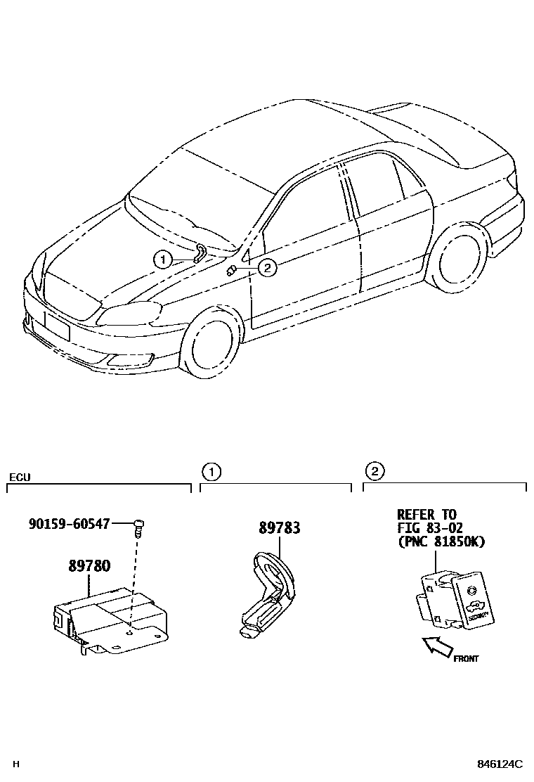 Toyota COROLLA 防盗装置 EPC diagram — 846124C