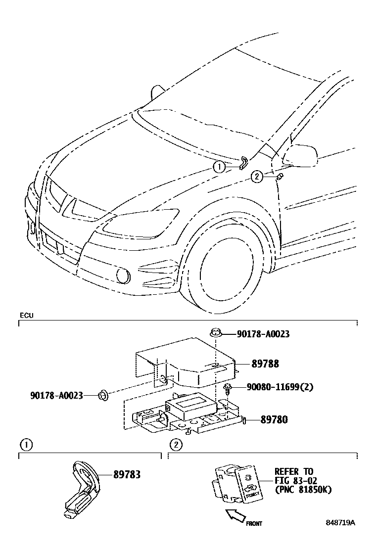 Toyota COROLLA 防盗装置 EPC diagram — 848719A