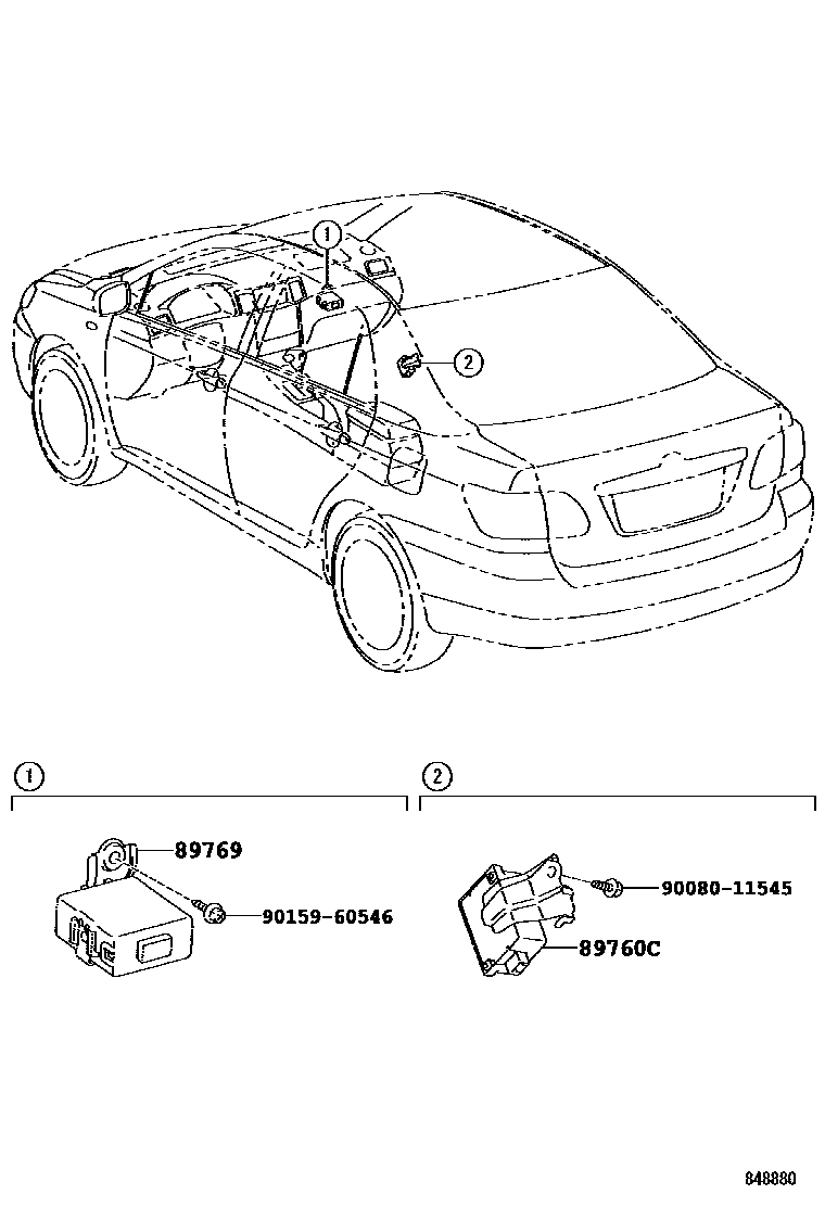 Toyota COROLLA 轮胎压力警告系统 EPC diagram — 848880