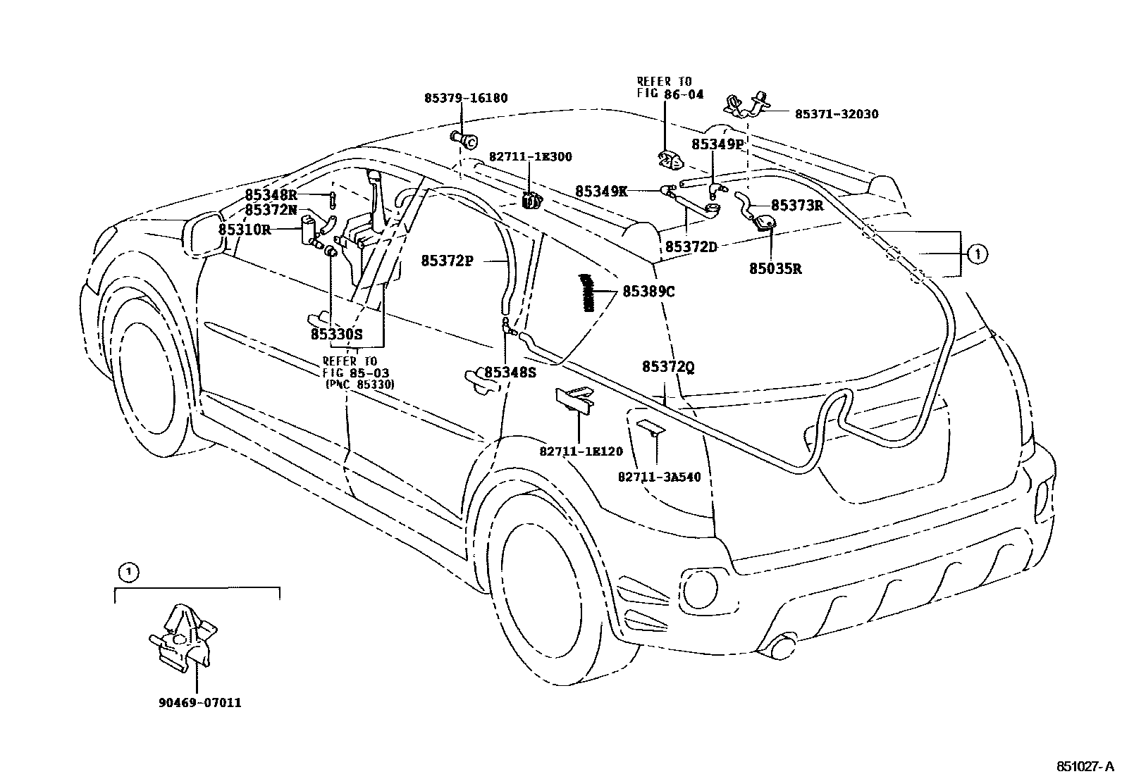 Toyota COROLLA 后清洗器 EPC diagram — 851027A