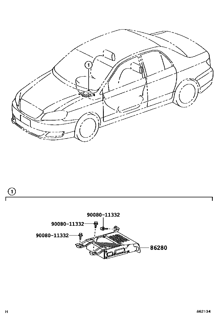 Toyota COROLLA 收音机、放大器和冷凝器 EPC diagram — 862134